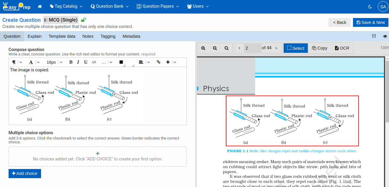 Image copy to Question