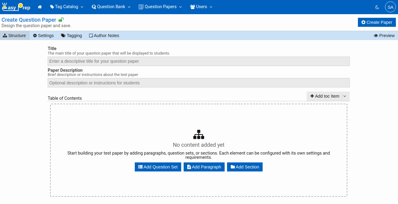 Create Paper Structure