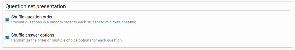 Question Set Presentation