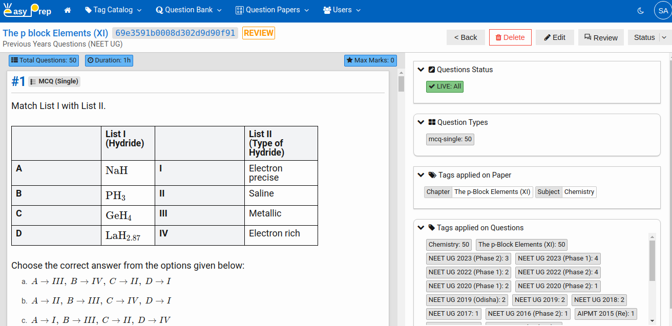 Question Paper Details