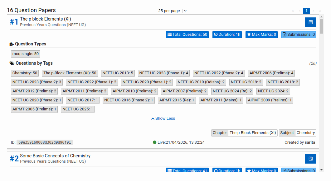 Question Papers Search Result